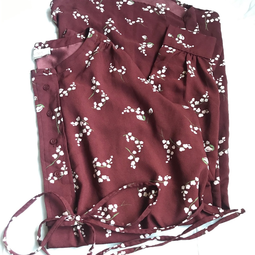 🌹 Loft Outlet Burgundy Long Sleeve Dress